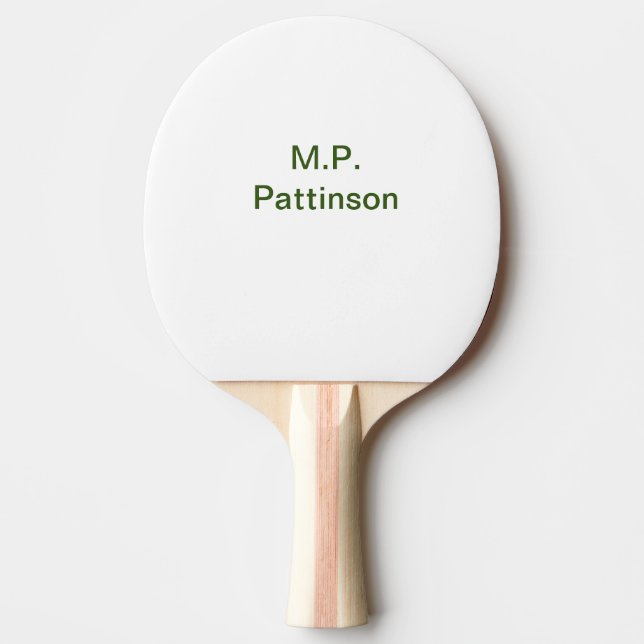 Raquete De Ping Pong Mínimo simples de verde adicione o seu nome de tex (Frente)