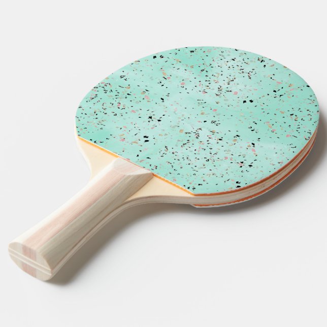 Raquete De Ping Pong Mint e dourado marble terrazzo design Confetti (Frente inclinada)