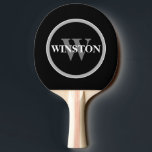 Raquete De Ping Pong Mod branco preto monograma simples para ele<br><div class="desc">Personalize esta pá de ping monograma com um nome e um monograma inicial. Mod,  design simples,  elegante e clássico. Um presente de dia de os pais excelente,  de aniversário ou de Natal para ele.</div>