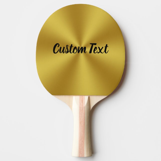 Raquete De Ping Pong Modelo de Texto de Script Dourado e Preto Simples (Frente)