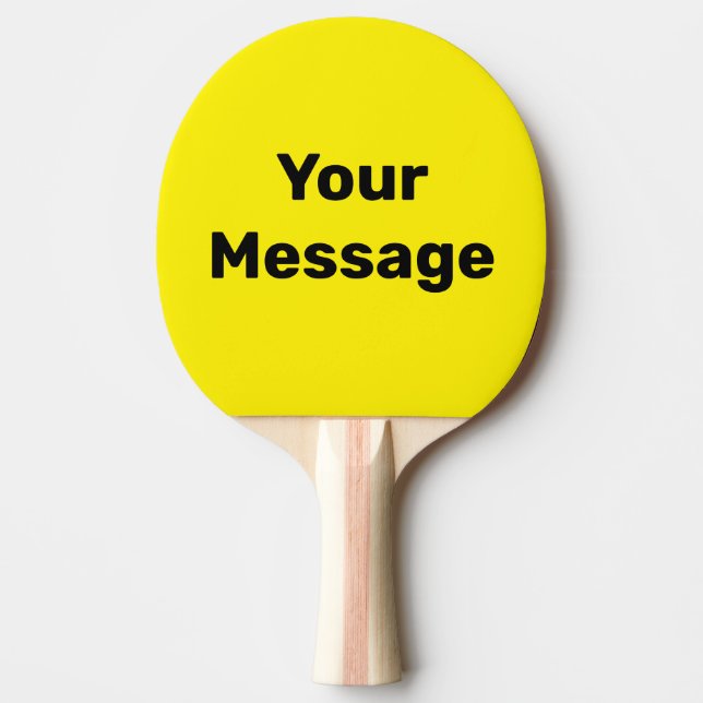 Raquete De Ping Pong Modelo de texto simples amarelo e preto (Frente)