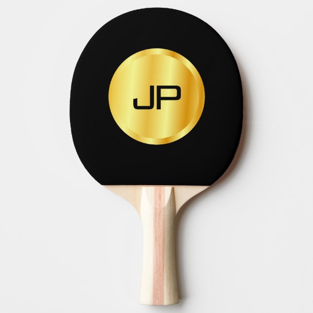 Raquete De Ping Pong Modelo Dourado Monograma com aspecto Metálico (Frente)