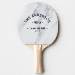 Raquete De Ping Pong Modern Clean White Vintage Seaside Family Name