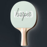 Raquete De Ping Pong Modern Pastel Mint Hello E Você Nome<br><div class="desc">Modern Pastel Mint Hello E Você Nome</div>