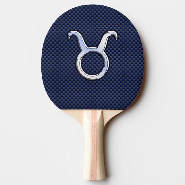 Raquete De Ping Pong Modern Taurus Zodiac Sinal Impressão de Fibra Azul (Verso)