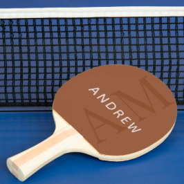 Raquete De Ping Pong Modern Terracotta Brown Monograma e Nome