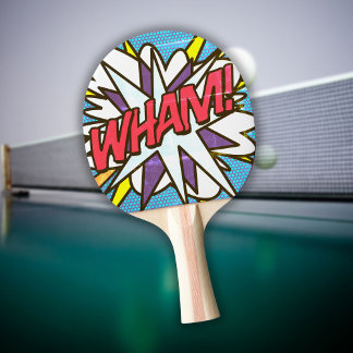 Raquete De Ping Pong Modern Trendy WHAM Comic Book Colorida