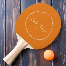 Raquete De Ping Pong Moderno de Meados do Século Laranja Quente com Nom
