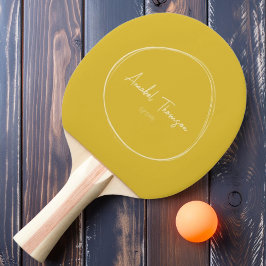 Raquete De Ping Pong Moderno de Meados do Século Limão Queimado com Nom