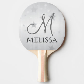 Raquete De Ping Pong Moderno Feminino Personalizado Minimalista Prata