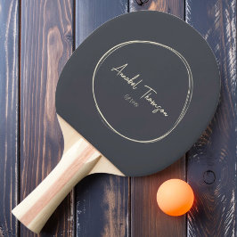 Raquete De Ping Pong Moderno Mediterrâneo Cinza de Meados do Século com