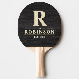 Raquete De Ping Pong Modest Dark Wood Family Name & Initial