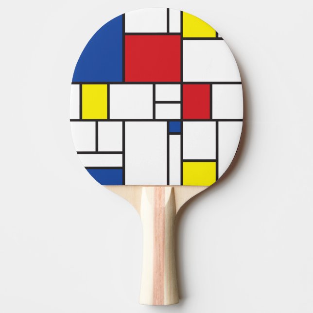 Raquete De Ping Pong Mondrian Minimalist Geométrico De Stijl Modern Art (Frente)