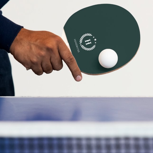 Raquete De Ping Pong Monogram Dark Green Stylish Modern Minimalist (Insitu)