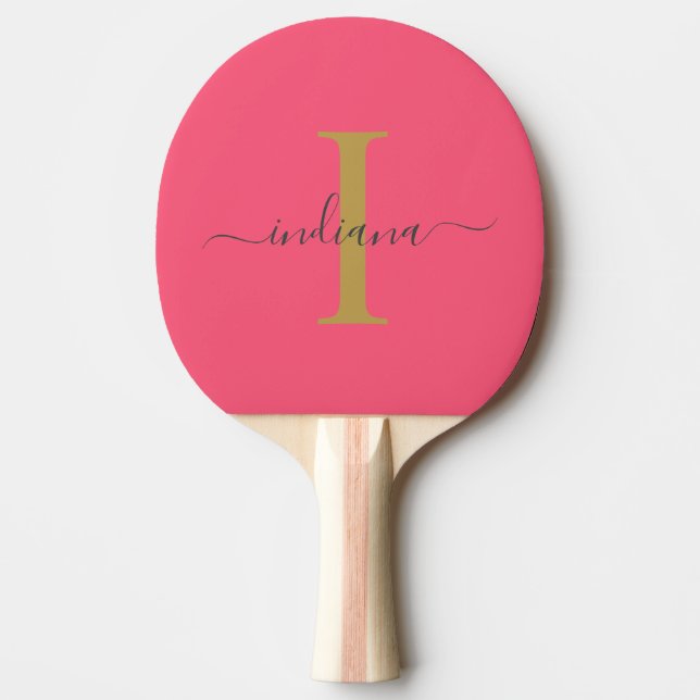 Raquete De Ping Pong Monogram Script Name Modern Modern (Frente)