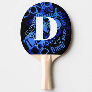 Raquete De Ping Pong Monograma Azul Creativo