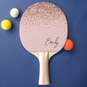 Raquete De Ping Pong Monograma Brilhante cor-de-rosa-pincel Dourada cin