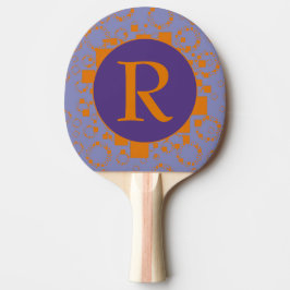 Raquete De Ping Pong Monograma Círculos Púrpura Laranja Inicial