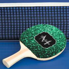 Raquete De Ping Pong Monograma com brilho falso Verde Esmeralda