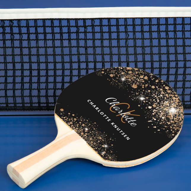 Raquete De Ping Pong Monograma com dourado preto - brilho (Insitu)