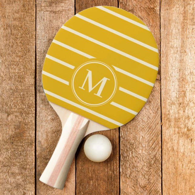 Raquete De Ping Pong Monograma Cor De Girassol Quente (Criador carregado)