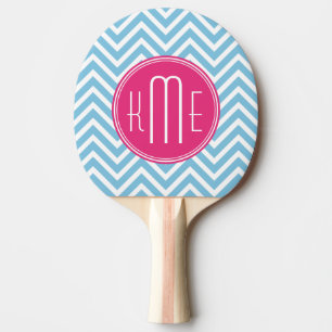Raquete De Ping Pong Monograma cor-de-rosa magenta com luz - Chevron