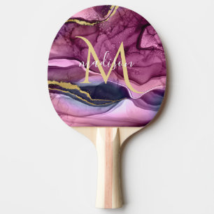 Raquete De Ping Pong Monograma, cor-de-rosa-púrpura e goma-árgula Dou
