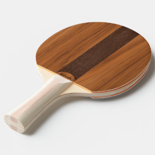 Raquete De Ping Pong Monograma Da Madeira De Mahogany E Da Textura De C
