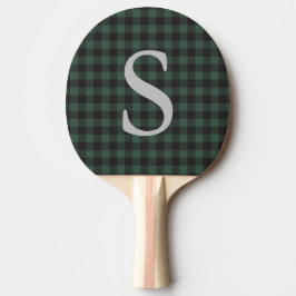 Raquete De Ping Pong Monograma da Xadrez Tartan Negra Clássica em Buffa