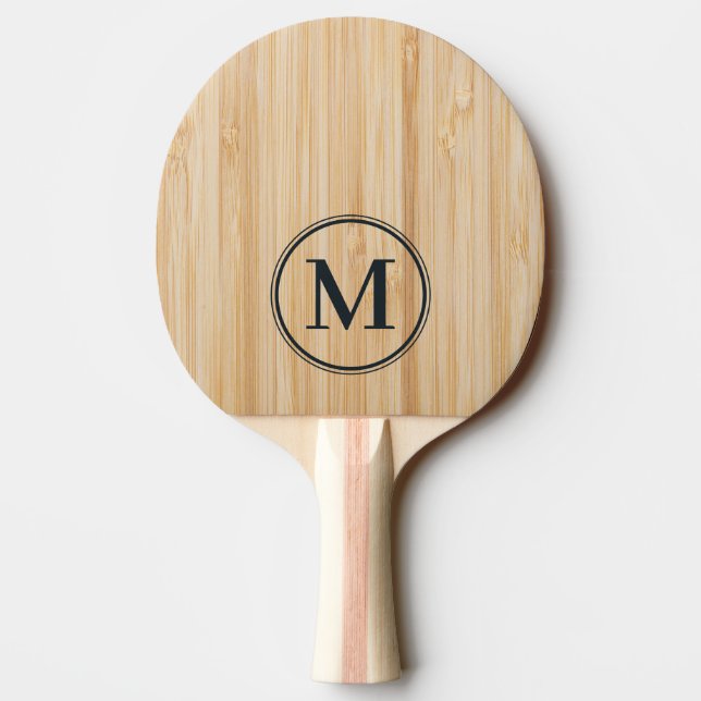 Raquete De Ping Pong Monograma de Bambu Branco (Verso)