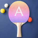 Raquete De Ping Pong Monograma de Brilho Dourado roxo rosa e brilho<br><div class="desc">Pastel Cor-de-rosa,  Dourada e púrpura,  Colírio e repolho de pino do Monograma Elegante. Este Ping Pong Paddle pode ser personalizado para incluir seu nome inicial e seu nome próprio.</div>