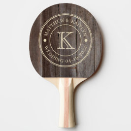 Raquete De Ping Pong Monograma de Cama de Casamento Vintage Planks
