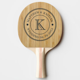 Raquete De Ping Pong Monograma de Casamento Bambu Escuro
