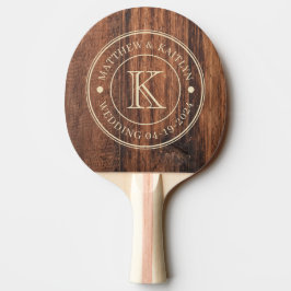 Raquete De Ping Pong Monograma de Casamento em Tábua de Corte Gasta