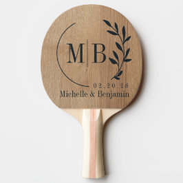 Raquete De Ping Pong Monograma de Casamento Folha de Madeira de Bétula