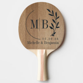Raquete De Ping Pong Monograma de Casamento Folha de Madeira de Bétula 