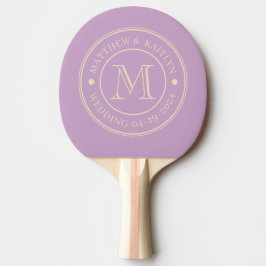 Raquete De Ping Pong Monograma de Casamento Lilás de Verão de Meados do