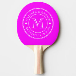 Raquete De Ping Pong Monograma de Casamento Rosa Retro Elétrico