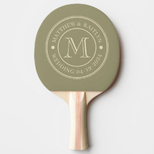 Raquete De Ping Pong Monograma de Casamento Sage Meadow de Meados do Sé