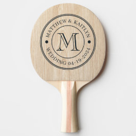 Raquete De Ping Pong Monograma de Casamento White Pine