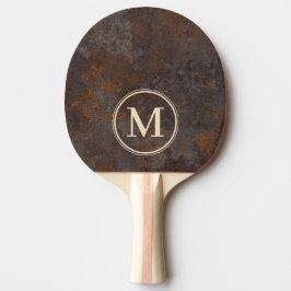 Raquete De Ping Pong Monograma de Chapa de Metal Enferrujada
