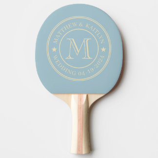 Raquete De Ping Pong Monograma de Estrela de Casamento Céu Claro de Mea