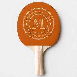 Raquete De Ping Pong Monograma de Estrela de Casamento de Abóbora de Me