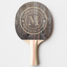 Raquete De Ping Pong Monograma de Estrela de Tábuas Gastas para Casamen