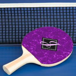 Raquete De Ping Pong Monograma de Glândulas Negras Roxas Elegantes