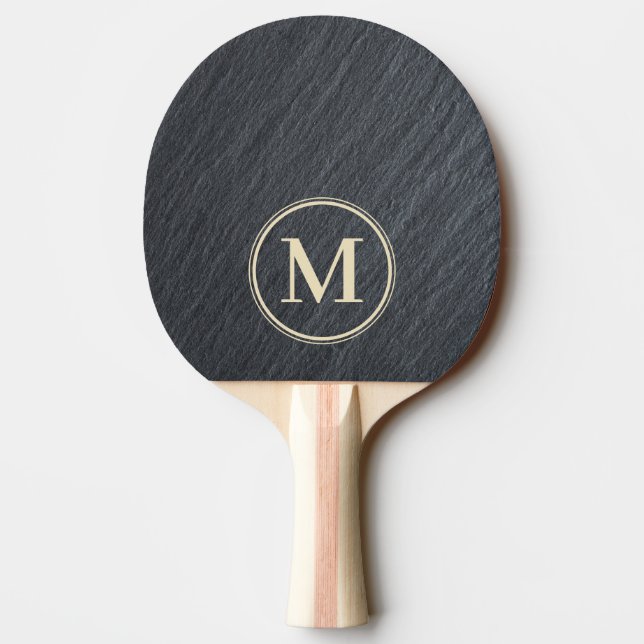 Raquete De Ping Pong Monograma de Granito Escuro Liso (Verso)
