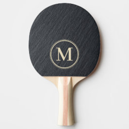 Raquete De Ping Pong Monograma de Granito Escuro Liso