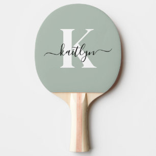 Raquete De Ping Pong Monograma de Letra de Cor Verde Oliva Moderna