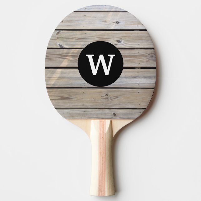 Raquete De Ping Pong Monograma de Madeira  (Frente)