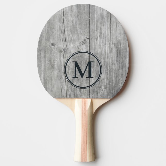 Raquete De Ping Pong Monograma de Madeira Cinza (Frente)